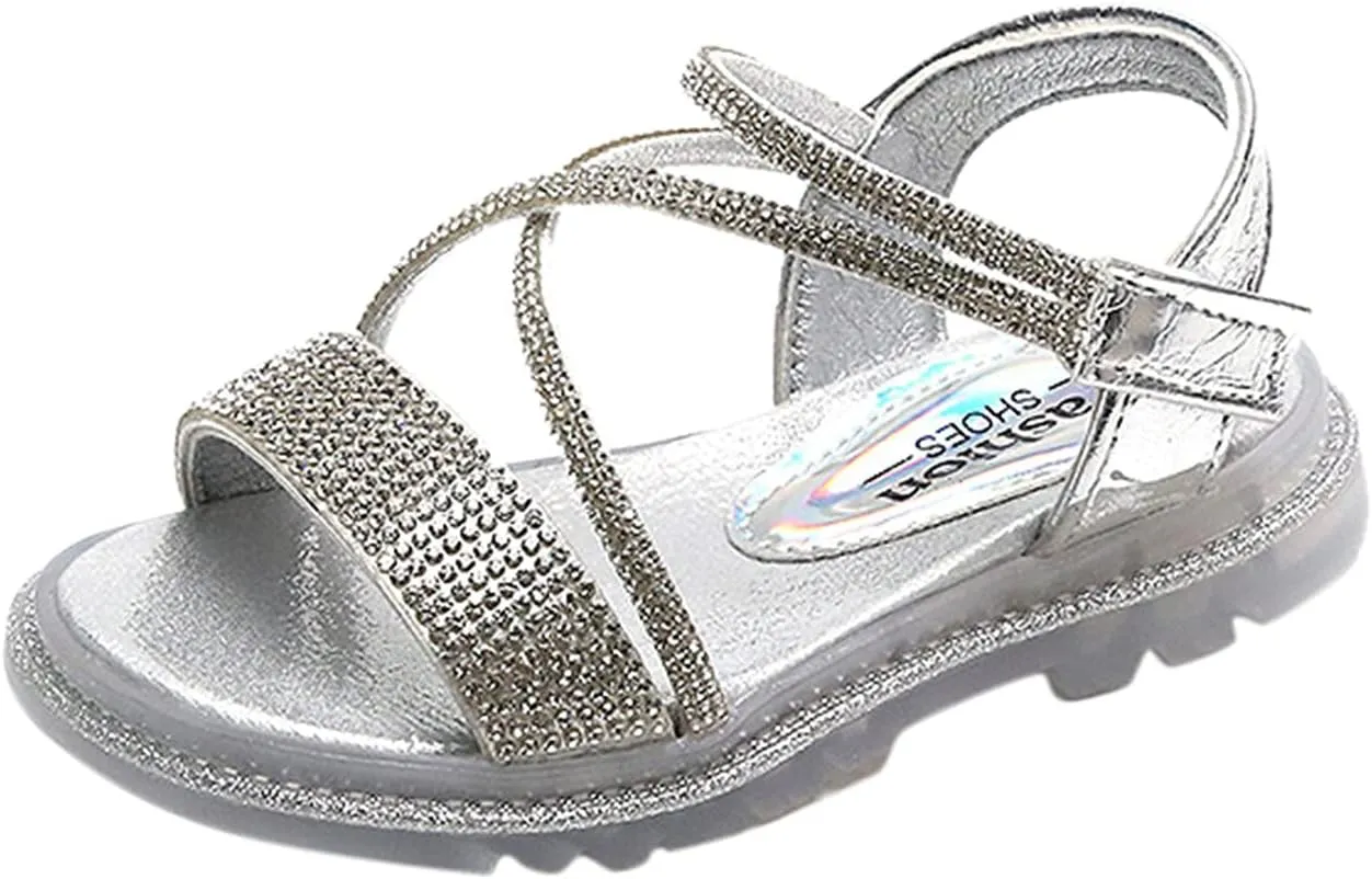Baby Kids Pearl Sequins Sandals Open Toe Wide Summer Shoes Boys Girls Toddler Rubber Slip On Strap Loafers Comfy Trendy
