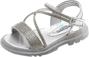 Baby Kids Pearl Sequins Sandals Open Toe Wide Summer Shoes Boys Girls Toddler Rubber Slip On Strap Loafers Comfy Trendy