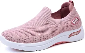 Best Walking Shoes for Women Breathable Knit Slip On Sneakers with Arch Support Lightweight Comfort Soft Cushion Available Shoes for Outdoor Sport Travel Hiking