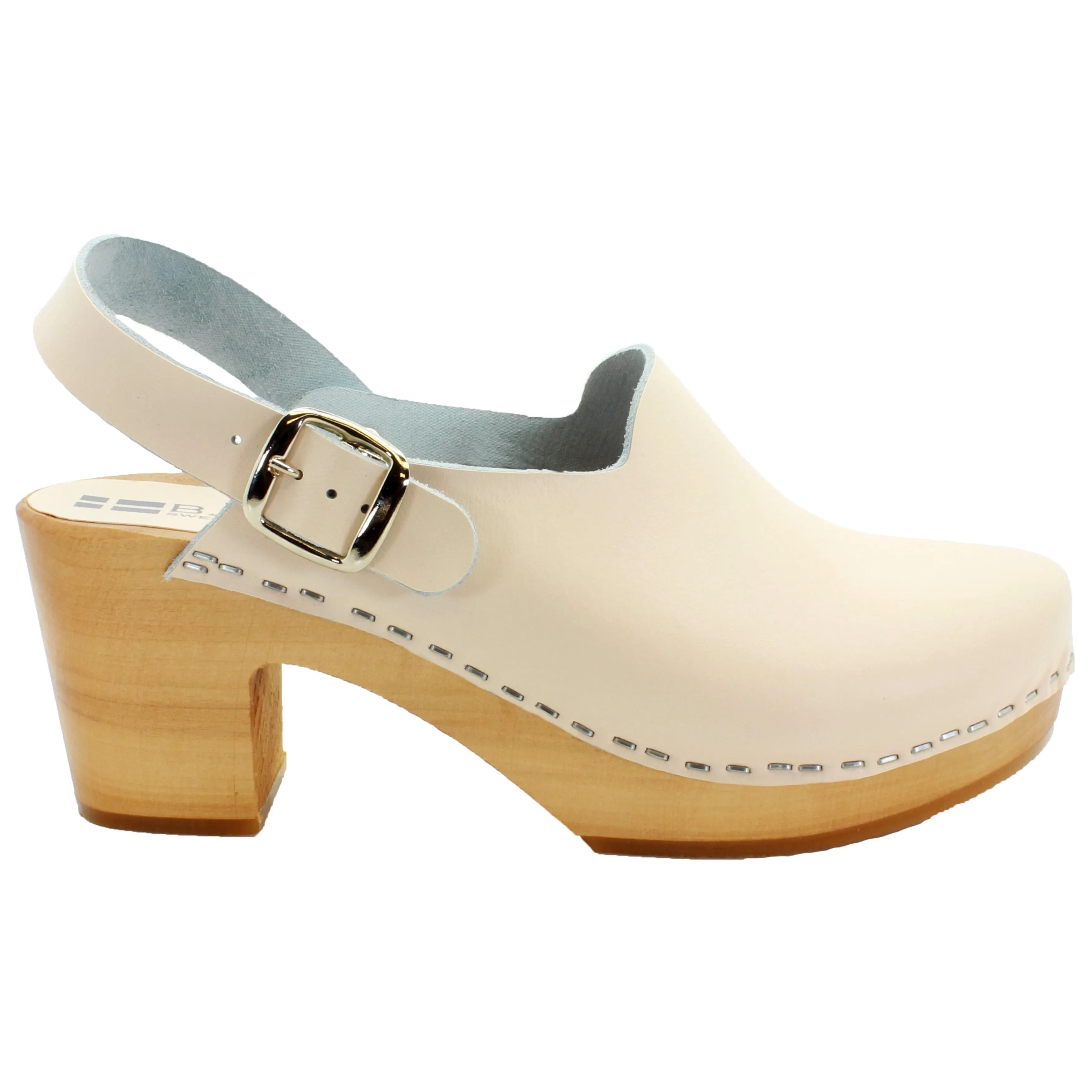 BJORK SVEA Wood Fashion Clog Sandals in Leather - CLOSEOUT