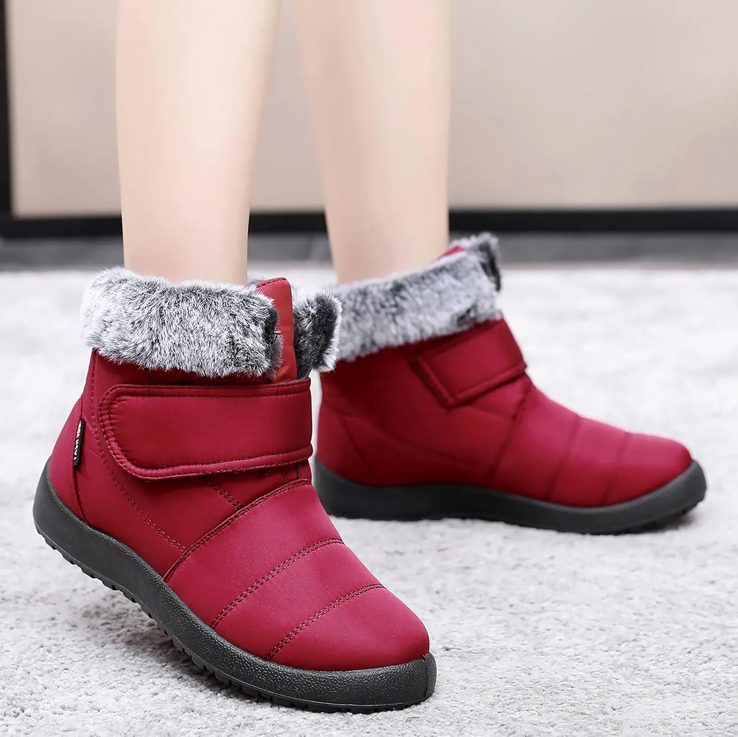 Black Winter Boots for Women Wide Calf Womens Boots Winter Ankle Womens Boots for Snow and Ice Wide Calf Snow Boots for Women Waterproof Tall Winter Boots for Women Pull on