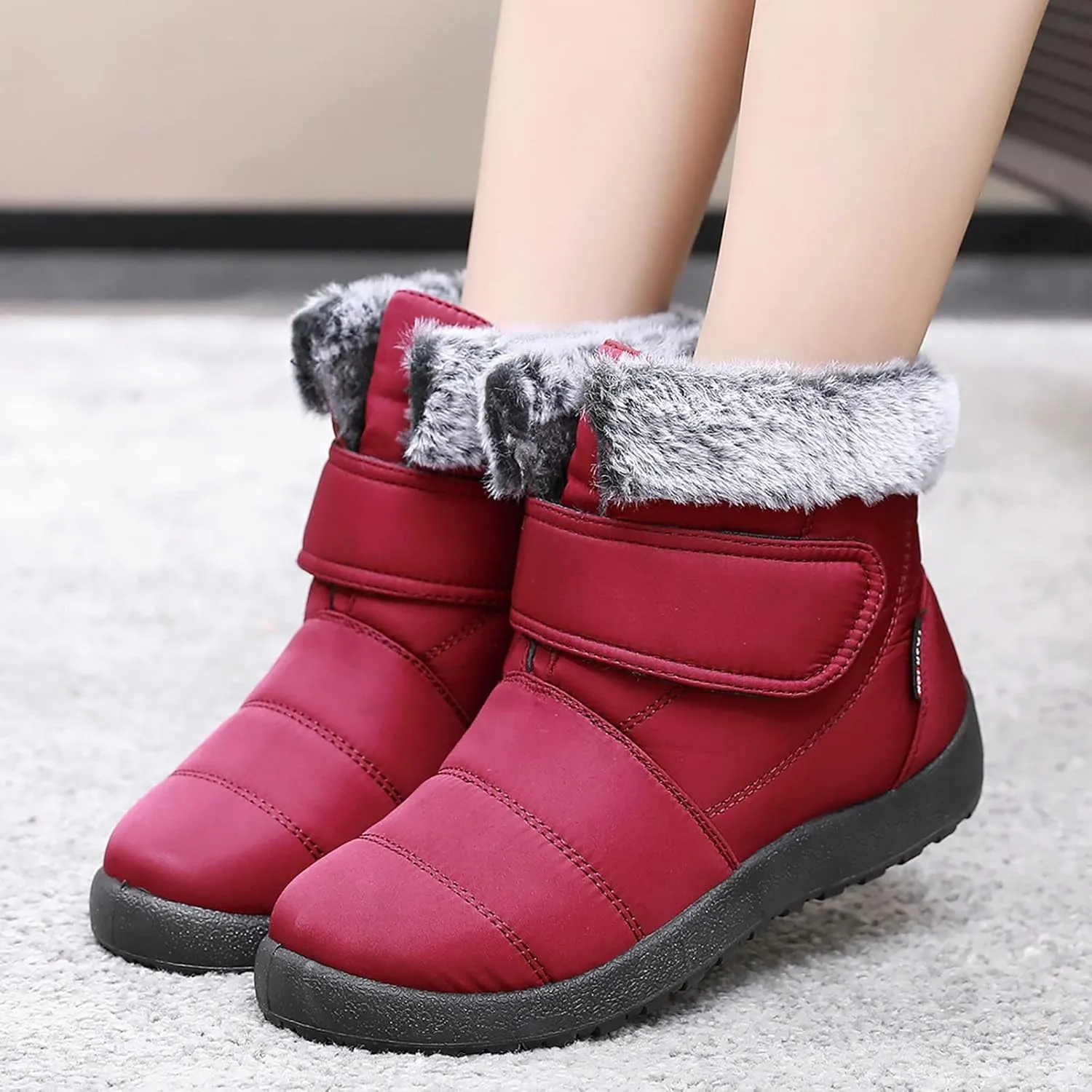 Black Winter Boots for Women Wide Calf Womens Boots Winter Ankle Womens Boots for Snow and Ice Wide Calf Snow Boots for Women Waterproof Tall Winter Boots for Women Pull on