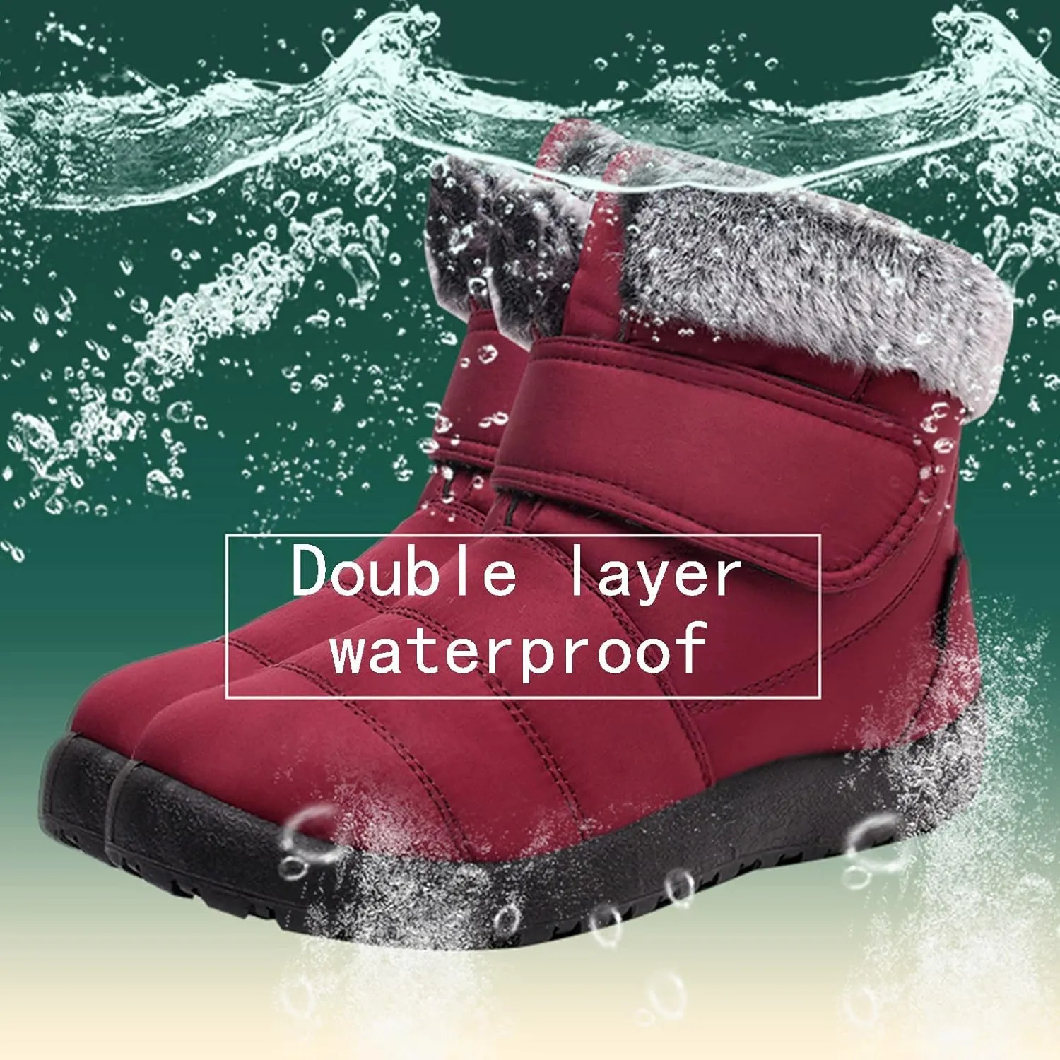 Black Winter Boots for Women Wide Calf Womens Boots Winter Ankle Womens Boots for Snow and Ice Wide Calf Snow Boots for Women Waterproof Tall Winter Boots for Women Pull on