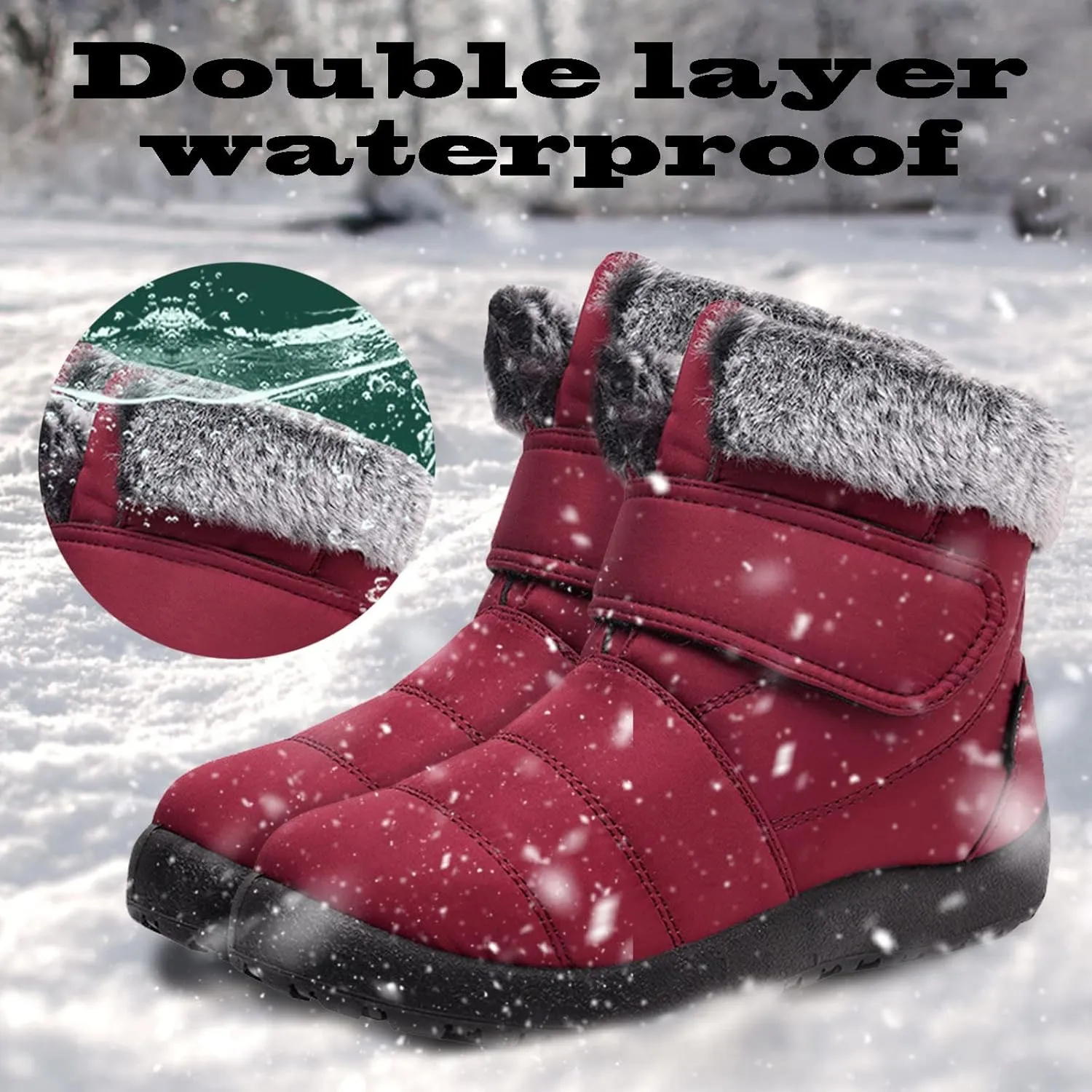 Black Winter Boots for Women Wide Calf Womens Boots Winter Ankle Womens Boots for Snow and Ice Wide Calf Snow Boots for Women Waterproof Tall Winter Boots for Women Pull on