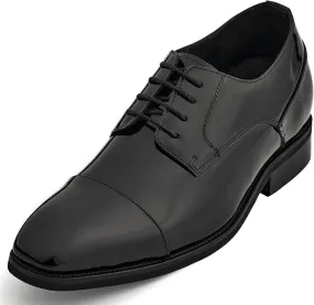 CALTO Men's Invisible Height Increasing Elevator Shoes - Black Patent Leather Lace-up Formal Dress Oxfords - 3 Inches Taller - Y3270- Size 9 D(M) US