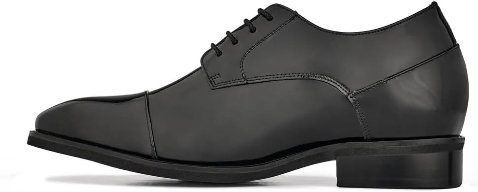 CALTO Men's Invisible Height Increasing Elevator Shoes - Black Patent Leather Lace-up Formal Dress Oxfords - 3 Inches Taller - Y3270- Size 9 D(M) US