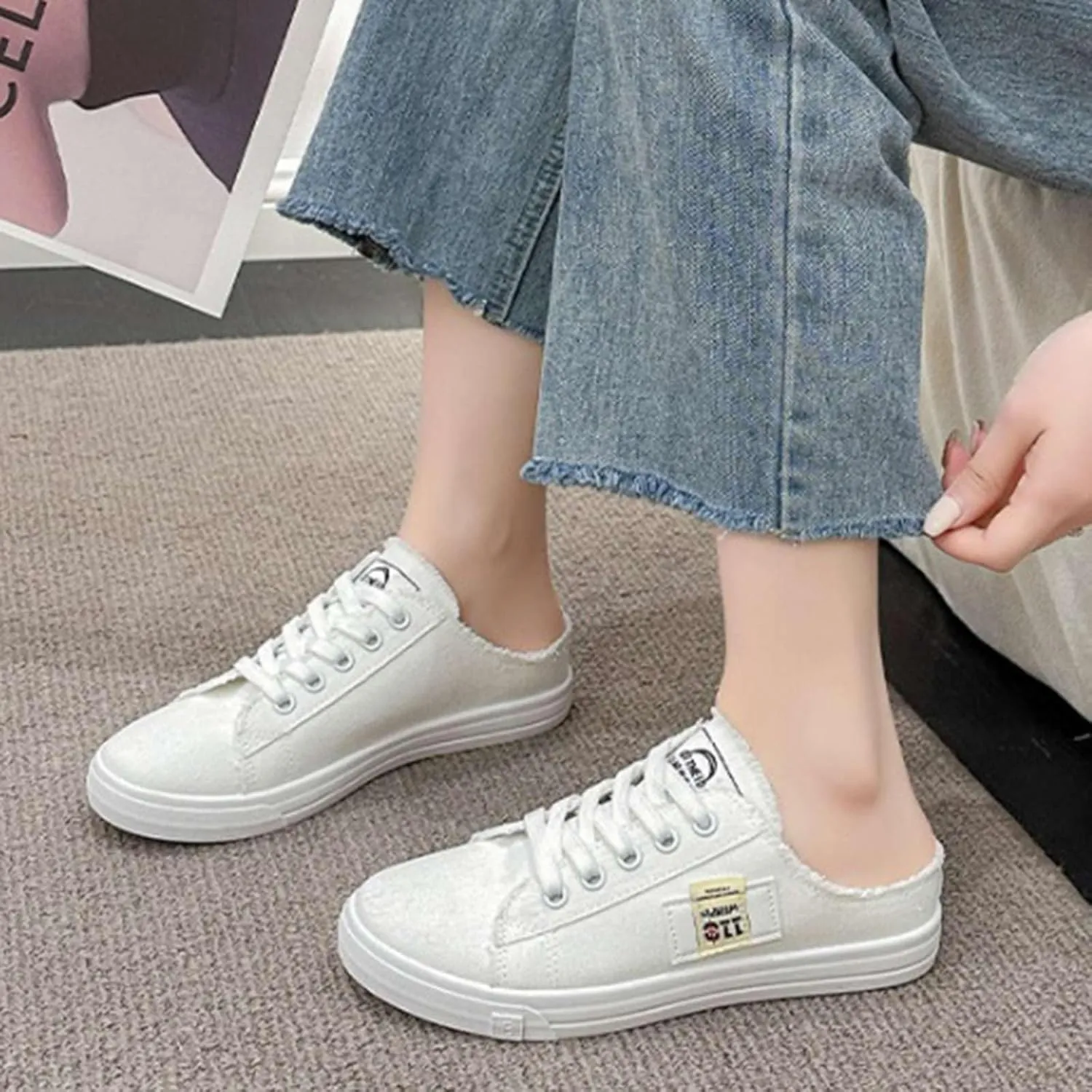 Casual Shoes for Women Wide Width Flat Bottom Sneaker for Women Wide Round Toe Slingback Flats Comfortable Fashion Walking for Ladies Womens Work Shoes