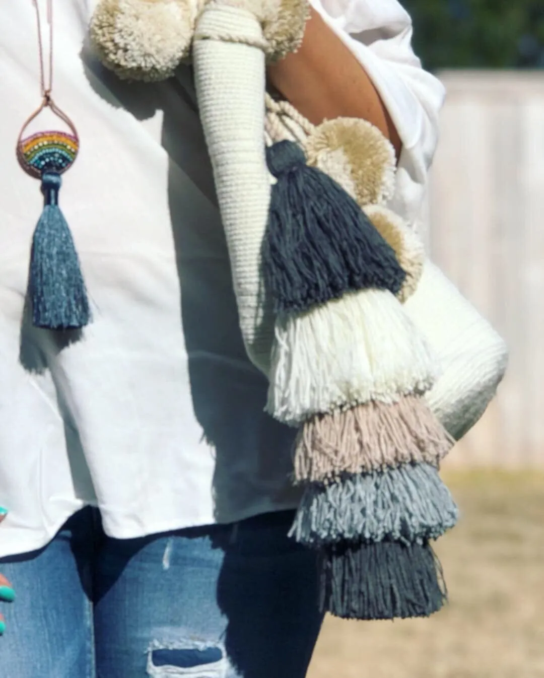 Colorful Tassel Tote-Bag Charms -Large Straw Bag Tassel Charm