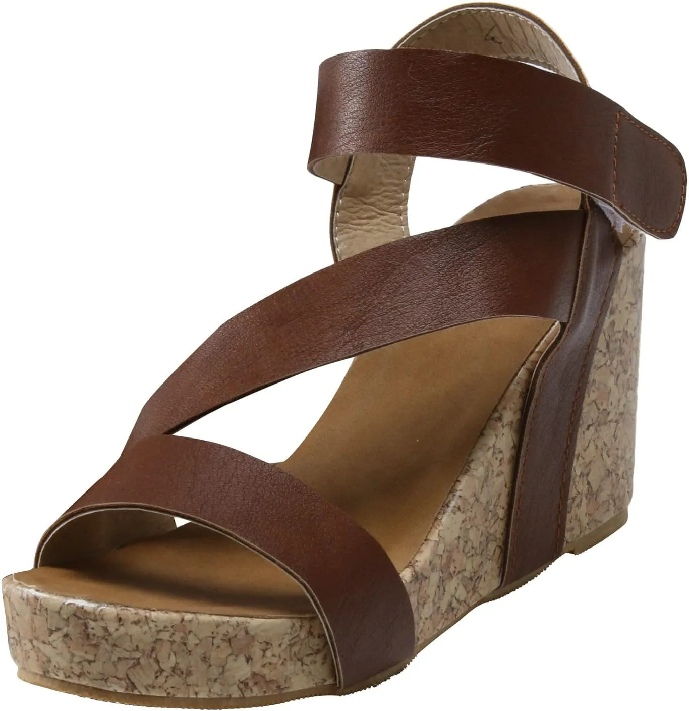Eduavar Sandalias para Mujer, Women Sandals Dressy Leather Wedge Platform Sandals Open Toe Sandals Shoes