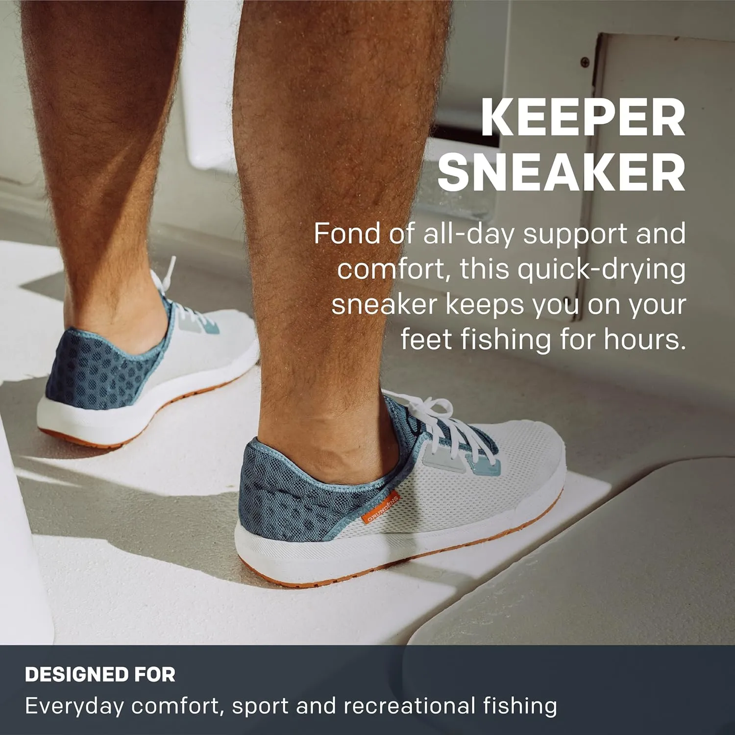 Grundens Keeper Sneaker - Lightweight Quick Dry Water Shoes, Breathable Mesh Upper with Rubber Toe, All Day Fishing Comfort and Support