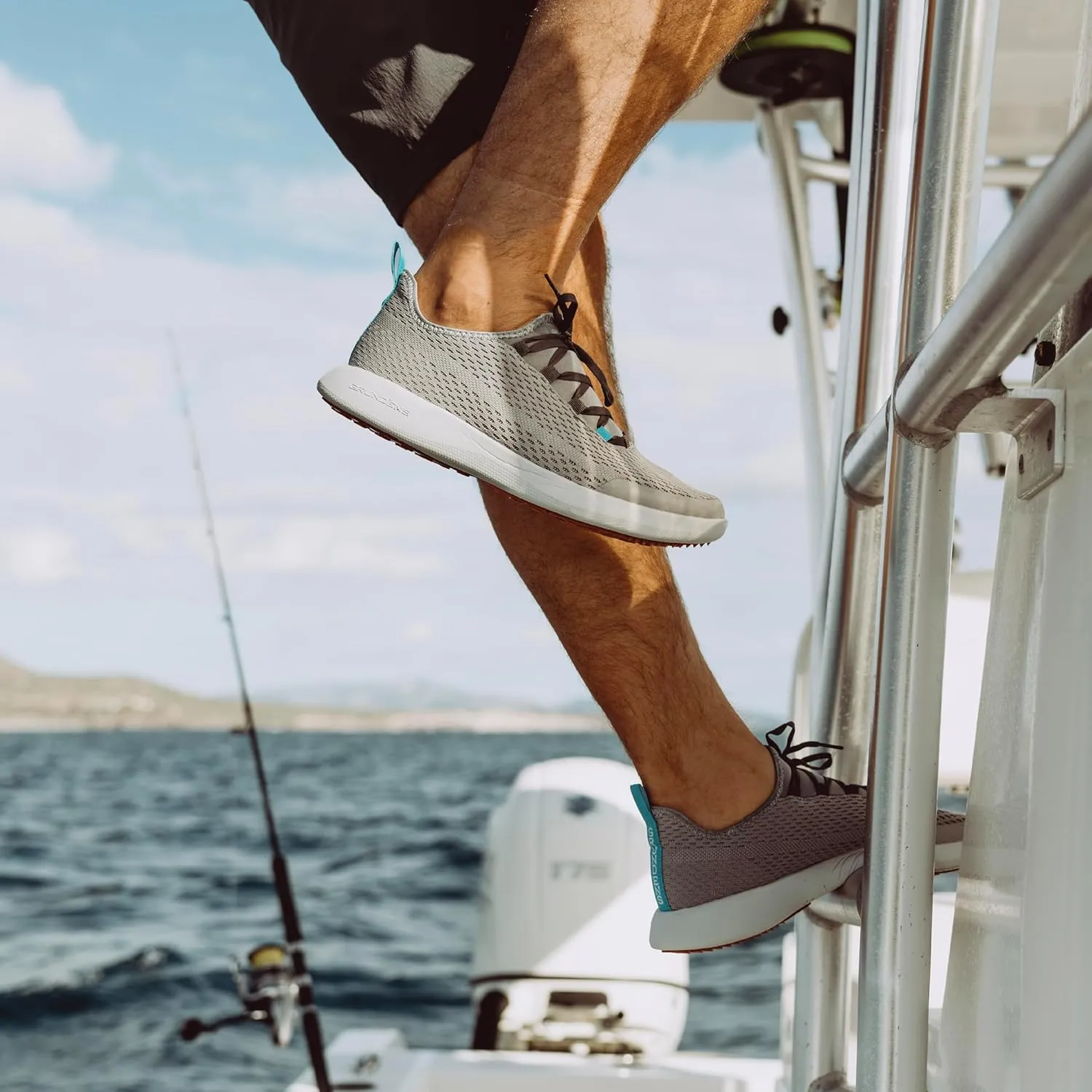 Grundens Mens CrossCurrent Boat Shoe - Lightweight Quick Dry Water Shoes, Barefoot Wear with Slip On/Off Mesh Tongue
