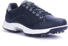 JiuQing Men's Golf Shoes Professional Spikes Leather Golfing Trainers Waterproof Anti-Slip