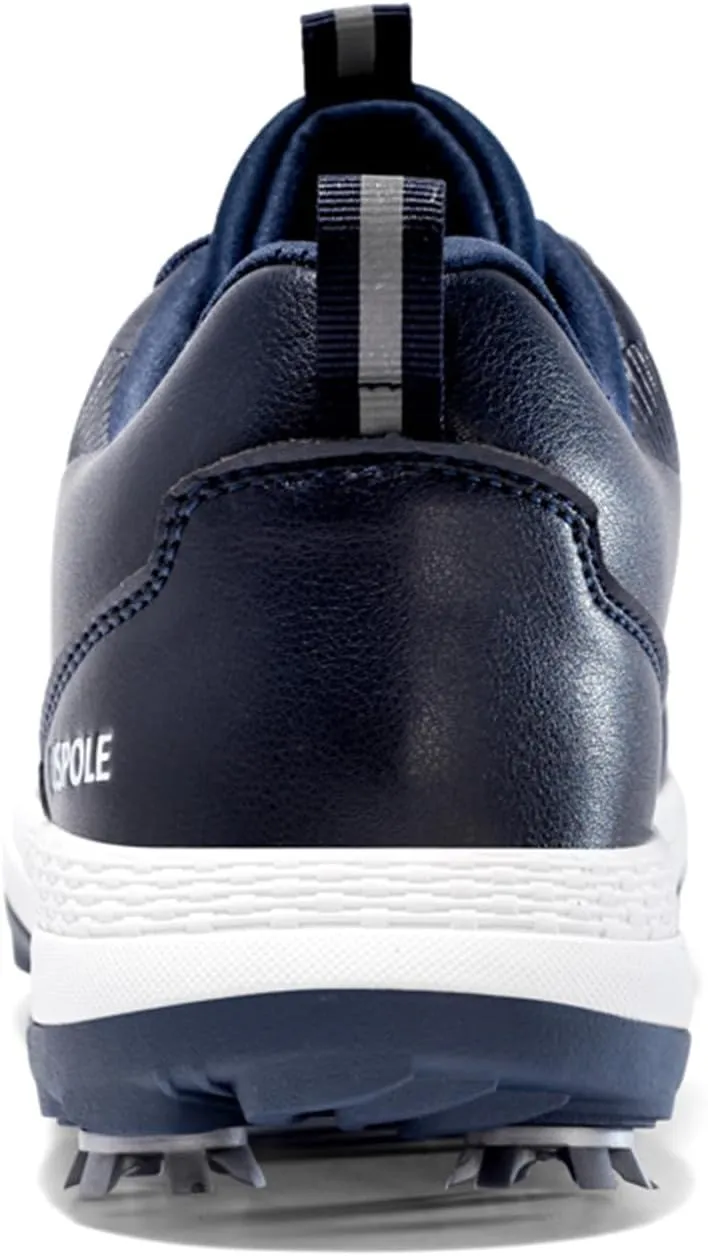 JiuQing Spikes Golf Shoes Men's Leather Professional Golfing Trainer Anti Slip Lightweight