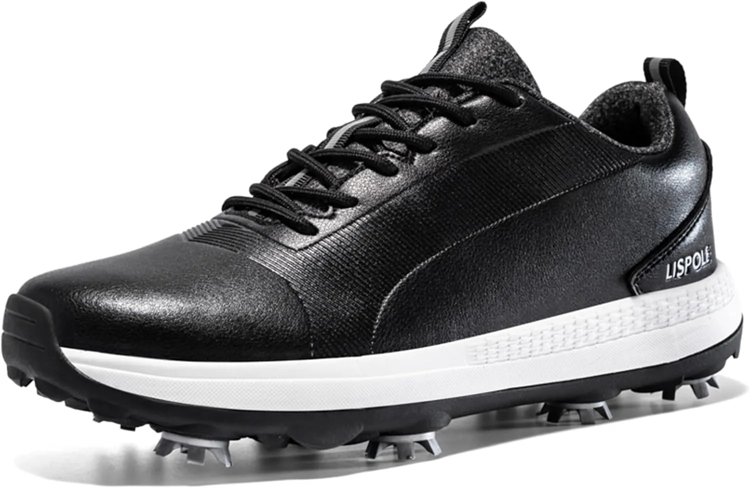 JiuQing Spikes Golf Shoes Men's Leather Professional Golfing Trainer Anti Slip Lightweight