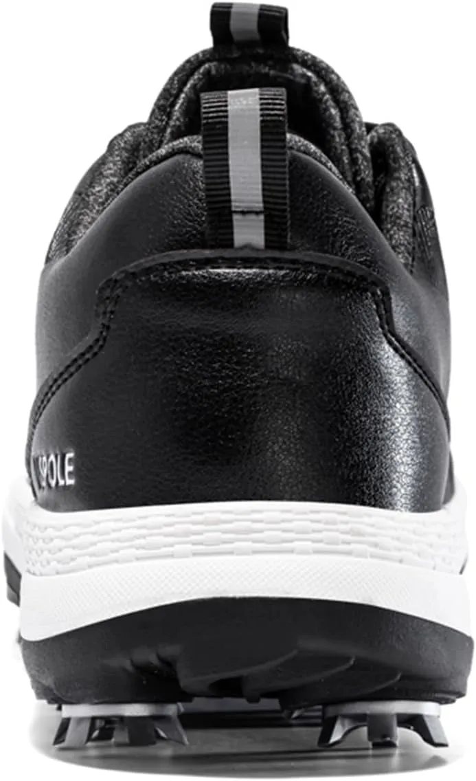 JiuQing Spikes Golf Shoes Men's Leather Professional Golfing Trainer Anti Slip Lightweight