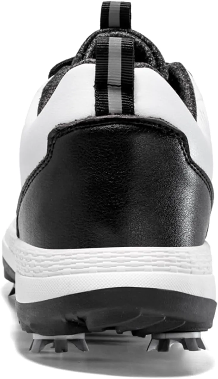 JiuQing Spikes Golf Shoes Men's Leather Professional Golfing Trainer Anti Slip Lightweight