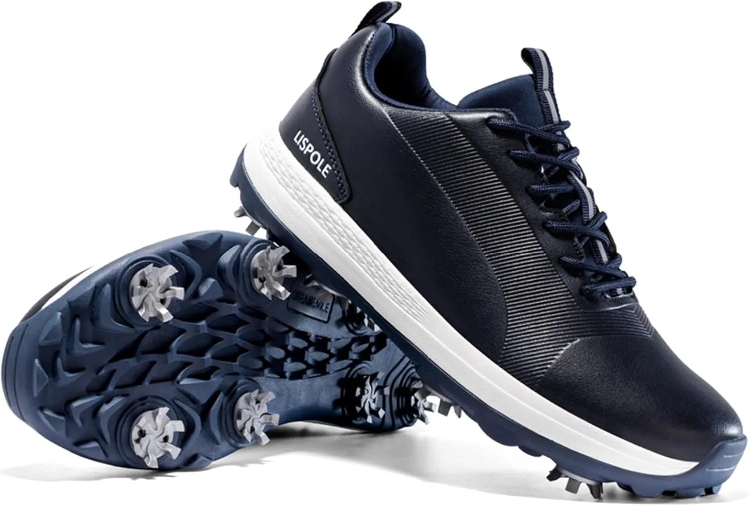 JiuQing Spikes Golf Shoes Men's Leather Professional Golfing Trainer Anti Slip Lightweight