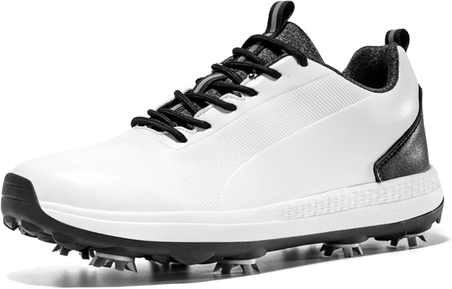 JiuQing Spikes Golf Shoes Men's Leather Professional Golfing Trainer Anti Slip Lightweight