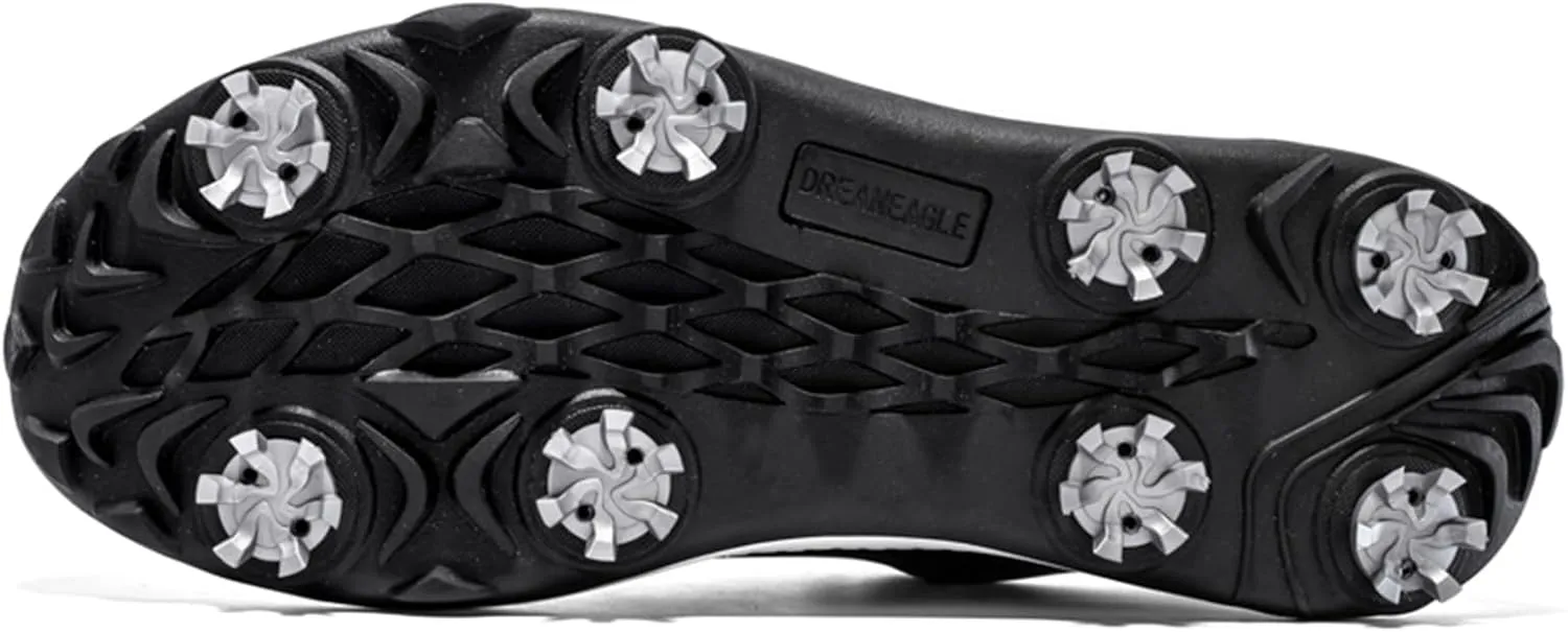 JiuQing Spikes Golf Shoes Men's Leather Professional Golfing Trainer Anti Slip Lightweight
