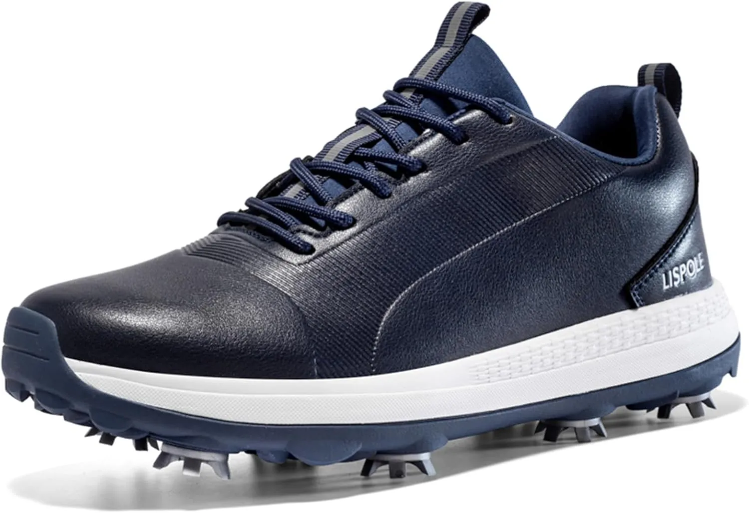 JiuQing Spikes Golf Shoes Men's Leather Professional Golfing Trainer Anti Slip Lightweight