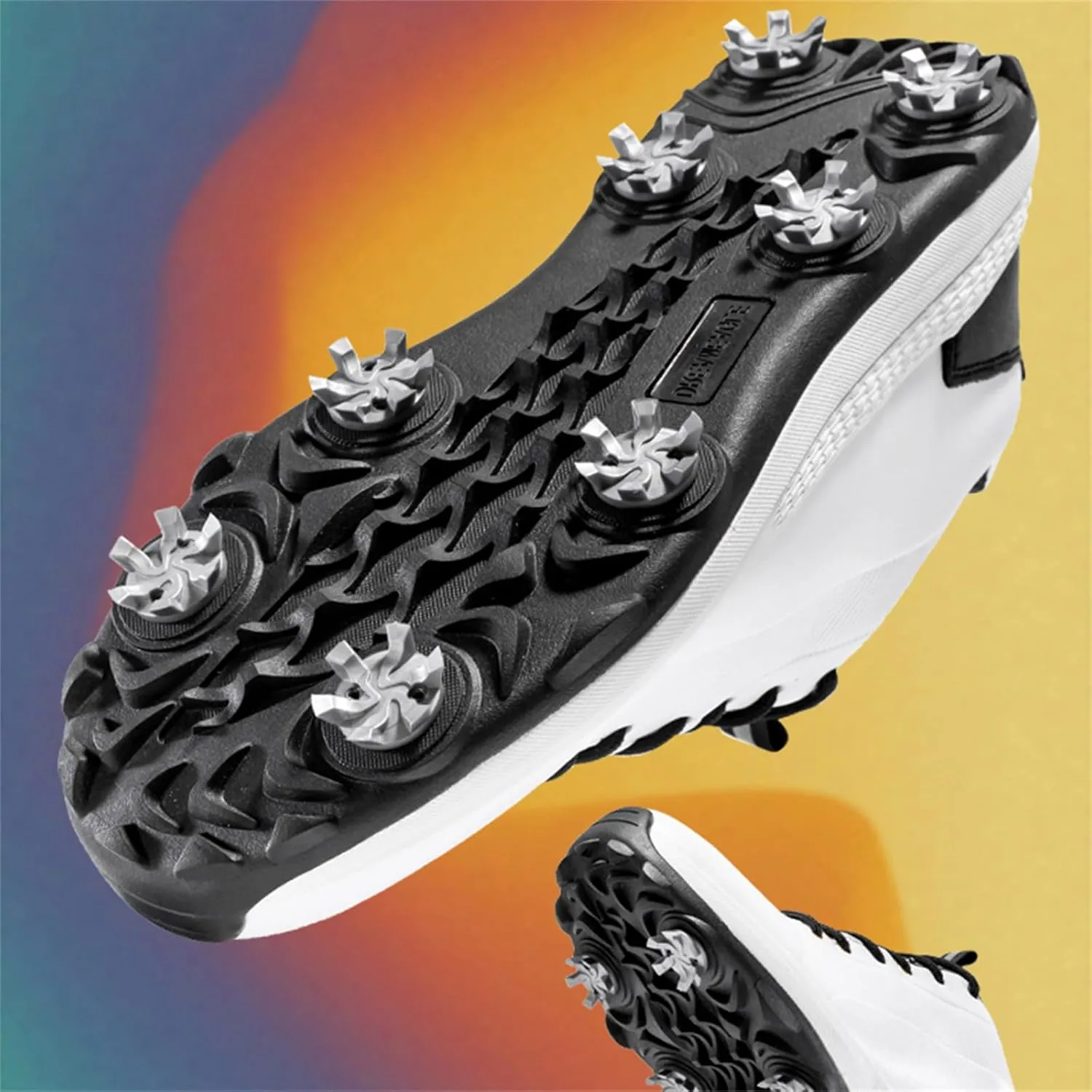 JiuQing Spikes Golf Shoes Men's Leather Professional Golfing Trainer Anti Slip Lightweight