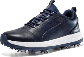 JiuQing Spikes Golf Shoes Men's Leather Professional Golfing Trainer Anti Slip Lightweight