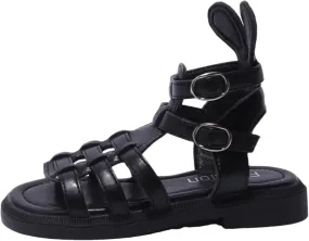 Kids Rubber Flat Gl𝐚diator Sandals Baby Boys Girls Slip On Soft Open Toe Summer Shoes Bunny Bear Bottom Comfy Loafers