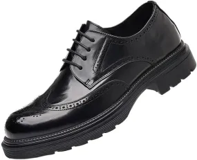 Mens Fashion Slip-On Round Anti-Slip Mid Chunky Heels Formal Dress