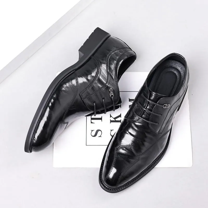 Men's Leather Hand-Sewn Flats Oxfords Men's Vintage Spike Dress Loafers Slip On Fashion Shoes