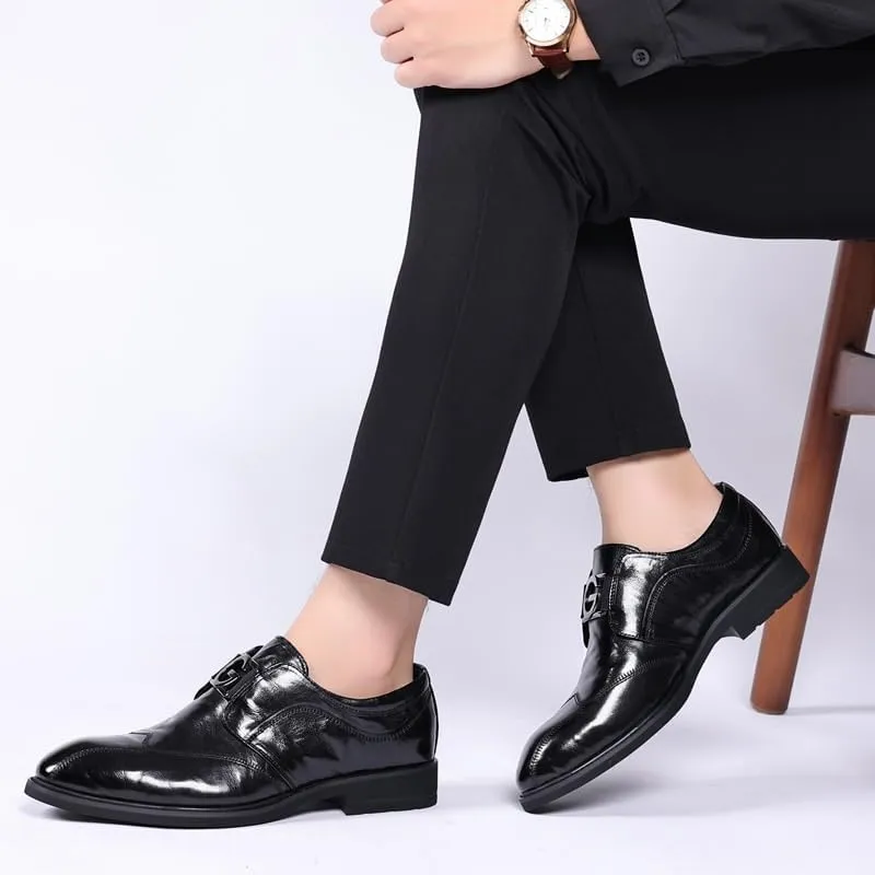 Men's Leather Hand-Sewn Flats Oxfords Men's Vintage Spike Dress Loafers Slip On Fashion Shoes