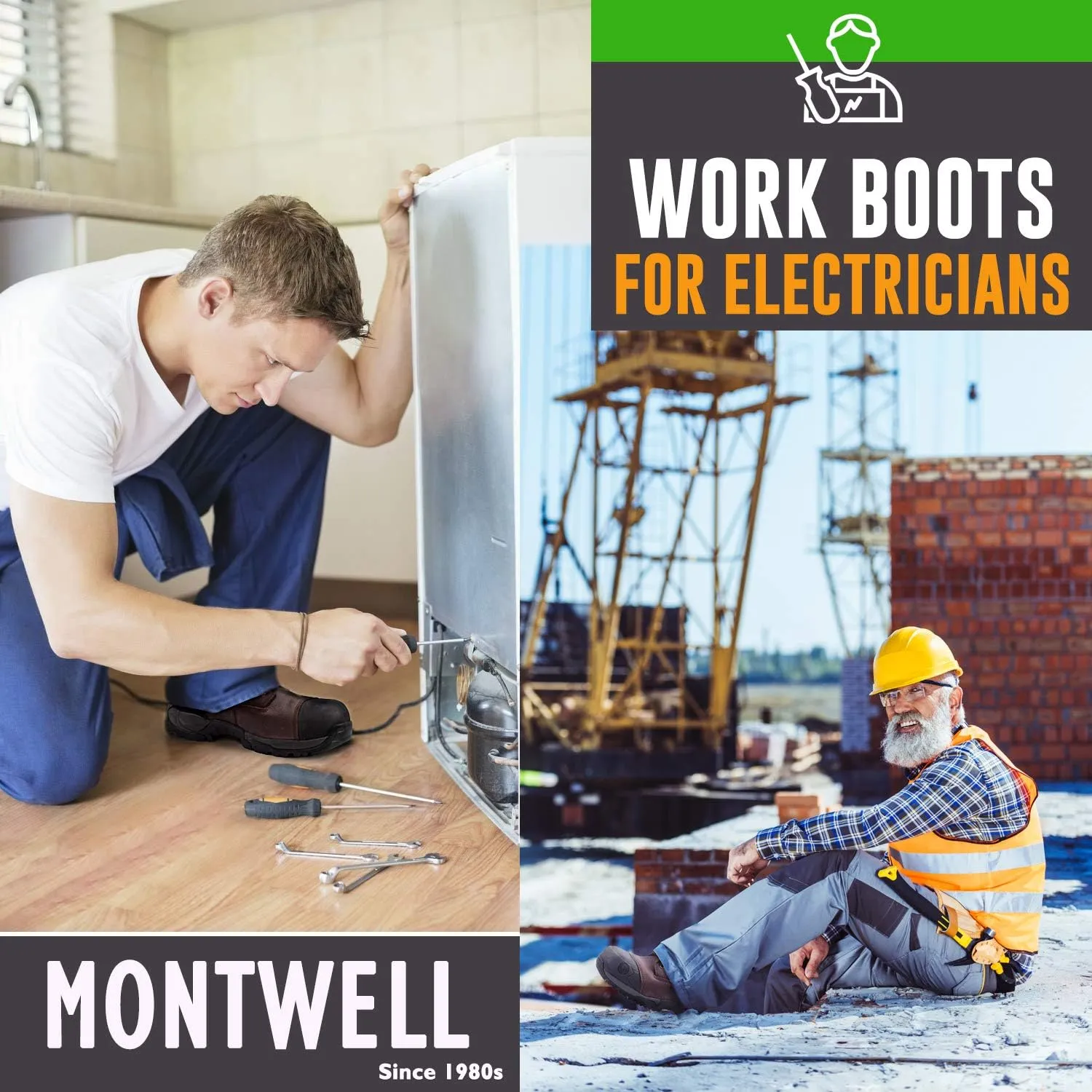 Mens work boots, 6" Composite Toe Waterproof Lightweight Work Boots for Men, Slip & Puncture Resistant Safety EH Wide Working Shoes