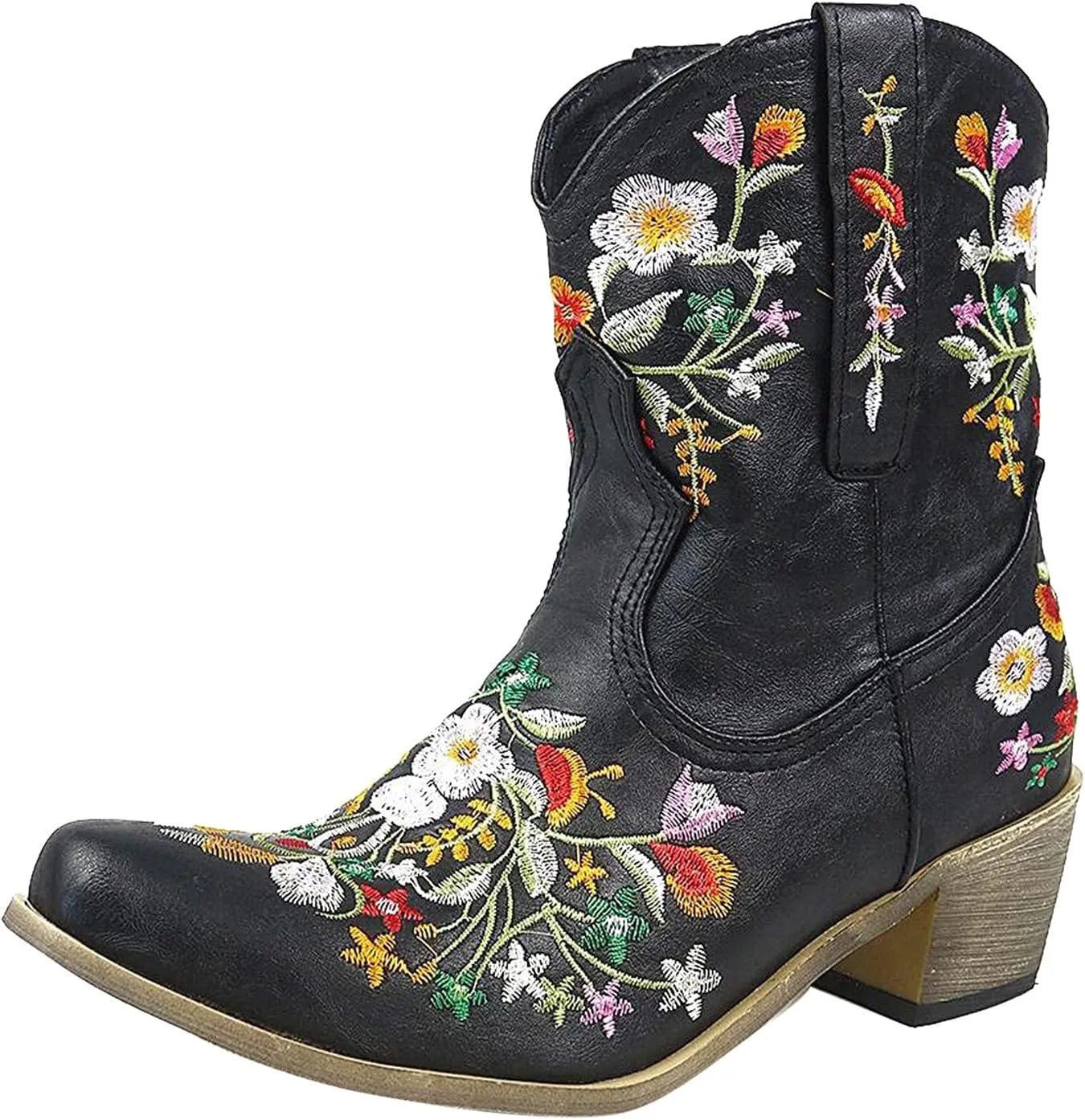 SBGMoSJ Black Knee High Western Boots Brown Boots for Women Knee High Size 11 Tall Cowboy Boots Women Knee High Wide Calf Knee High Boots Cowboy Women Womens Black Mid Calf Boots