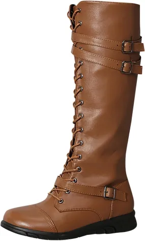 SBGMoSJ Mid Calf Boots Women Chunky Brown Knee High Boots Flat Heel Womens Cowboy Boots Wide Calf Wide Width Tall Brown Leather Boots Women Wide Calf Womens Suede Boots Knee High Slouch