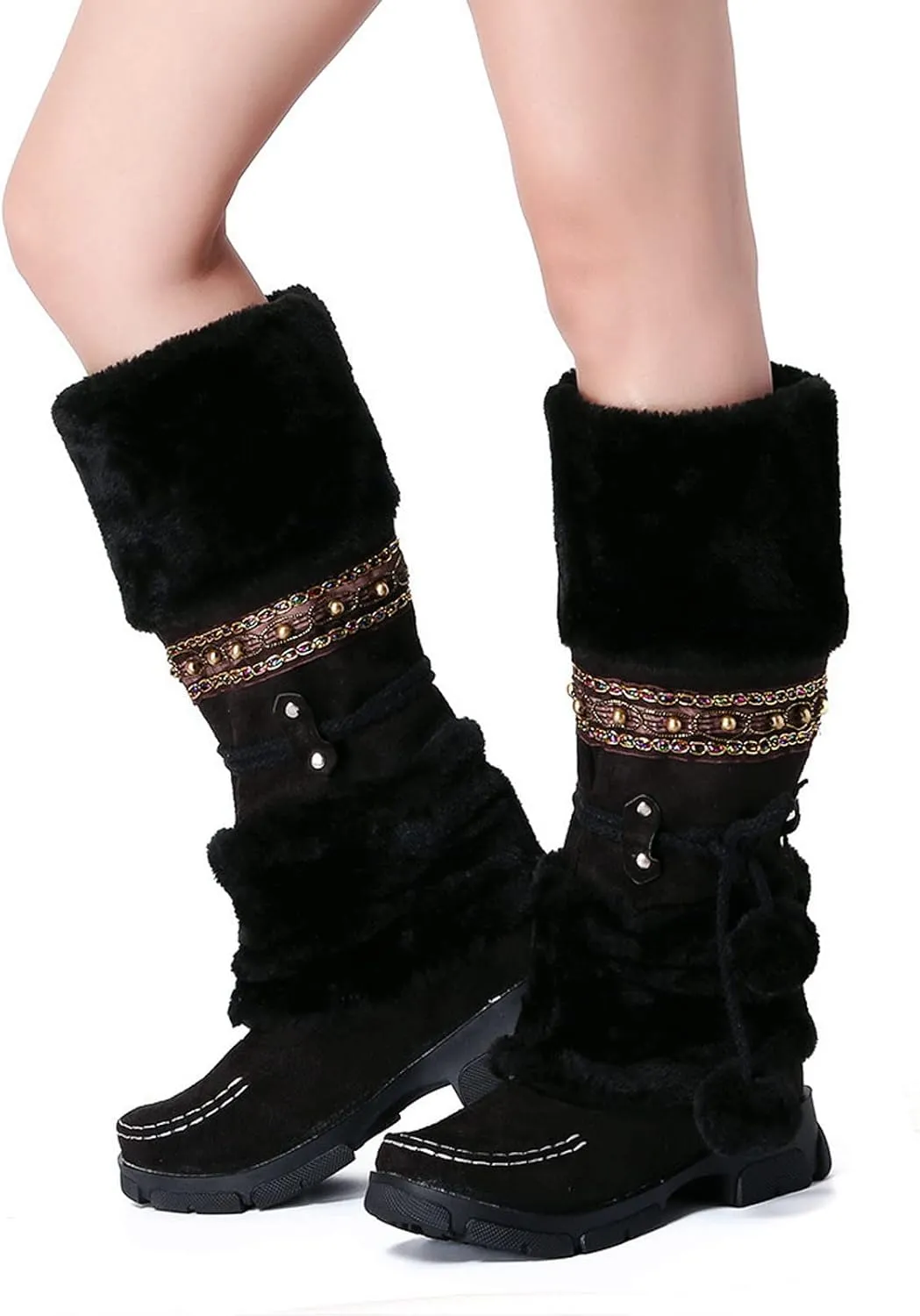 Snow Boots for Women Cute Waterproof Winter Walking Boots for Women Winter Brown Boots for Women