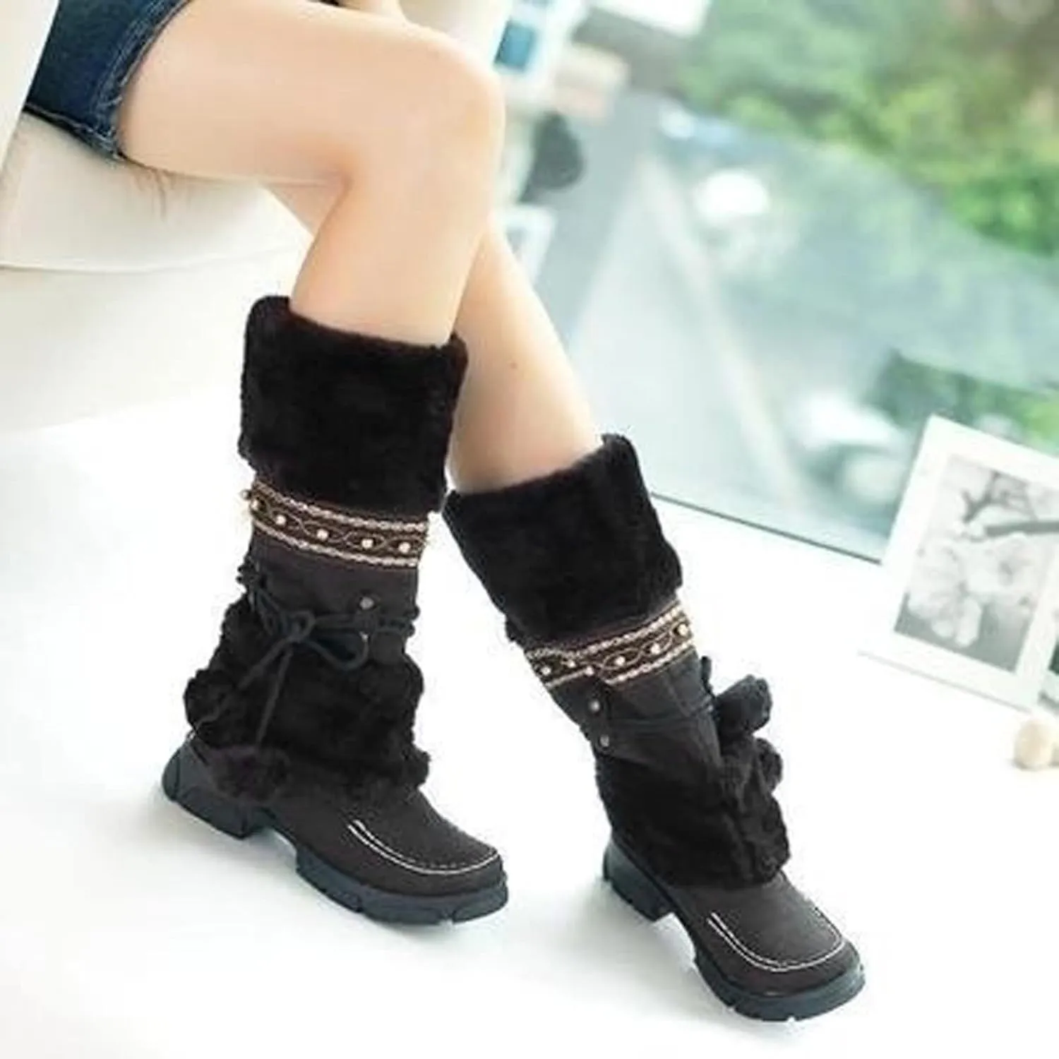Snow Boots for Women Cute Waterproof Winter Walking Boots for Women Winter Brown Boots for Women