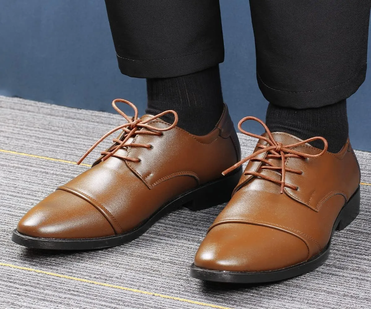 UpUGo Waxed Round Shoe Laces, 3/32" Thin Formal Business Oxford Shoelaces for Men or Women's Dress Shoes