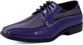 Viotti 179, Casual Dress Oxford Shoes for Men, Satin Striped Lace-Ups, Men's Business Casual Leather & Satin Shoe, for All Formal Occasions