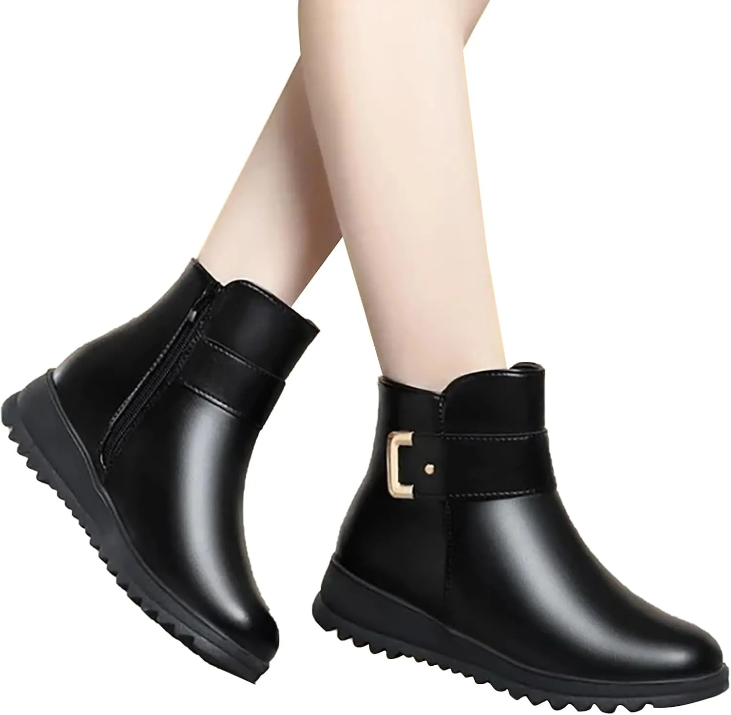Women Winter Boots with Zipper Adults Low Snow Boots Winter Snow Zip Up Boots for Women Fur Lined Womens Snow Booties Waterproof Steel Toe Shoes for Women Mens Booties Winter