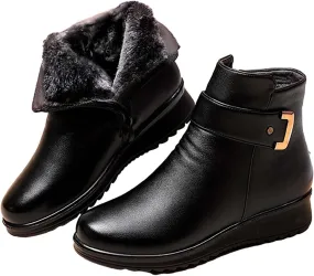 Women Winter Boots with Zipper Adults Low Snow Boots Winter Snow Zip Up Boots for Women Fur Lined Womens Snow Booties Waterproof Steel Toe Shoes for Women Mens Booties Winter
