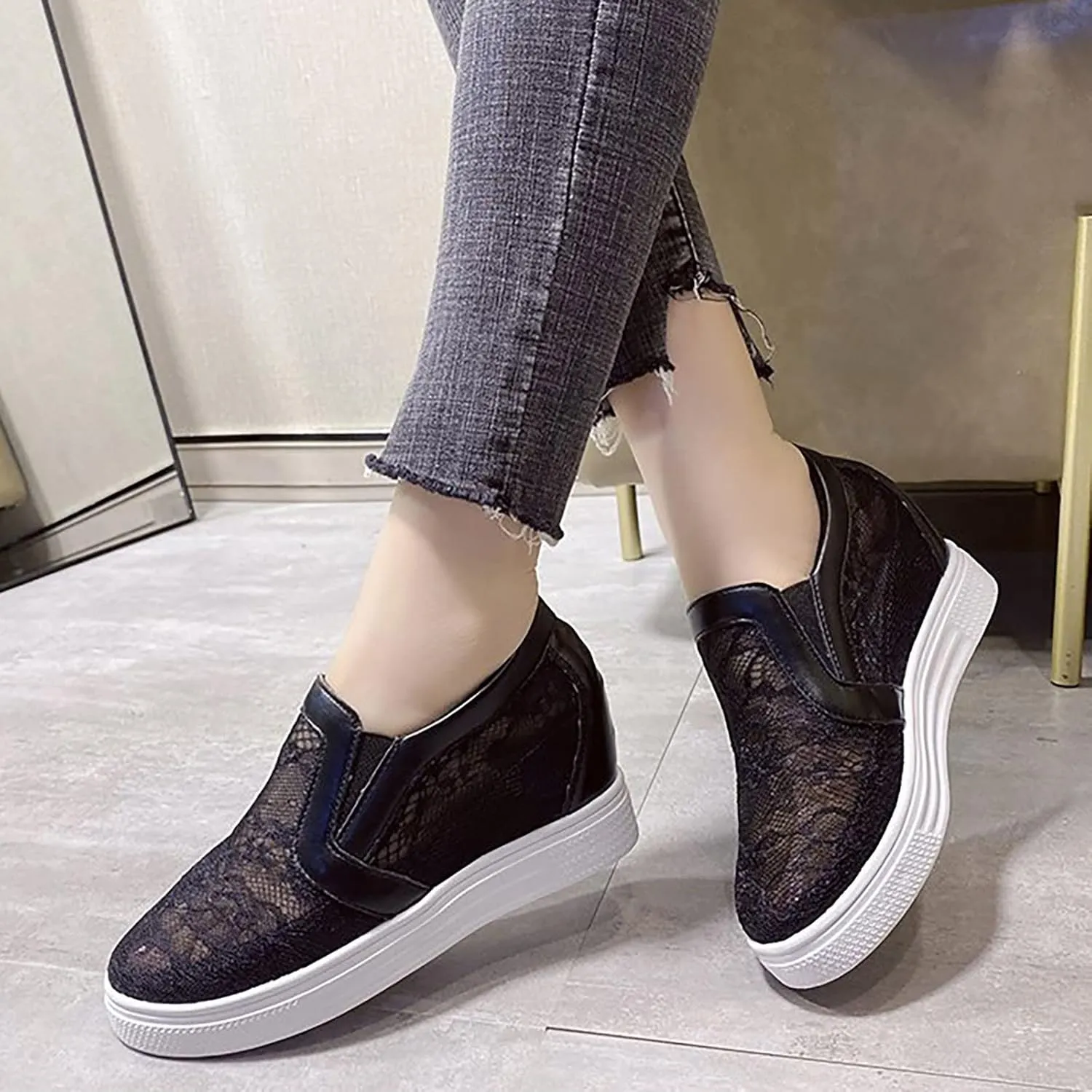 Womens Sandals Size 10 With Arch Support Women's Internal Increase Pullover Flower Leather Suede Sandals Women